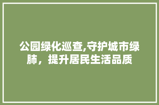 公园绿化巡查,守护城市绿肺，提升居民生活品质 土壤管理