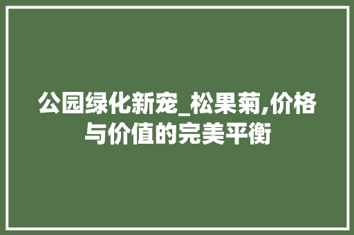 公园绿化新宠_松果菊,价格与价值的完美平衡