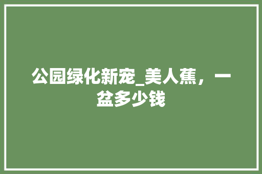 公园绿化新宠_美人蕉，一盆多少钱