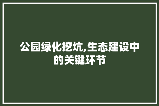 公园绿化挖坑,生态建设中的关键环节