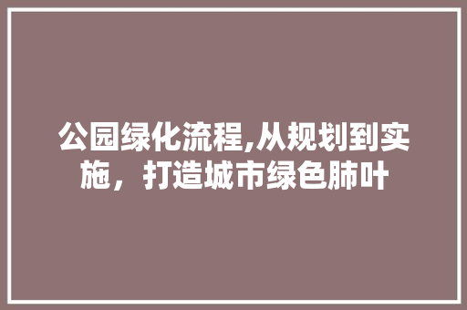 公园绿化流程,从规划到实施，打造城市绿色肺叶