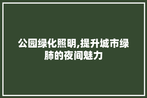 公园绿化照明,提升城市绿肺的夜间魅力