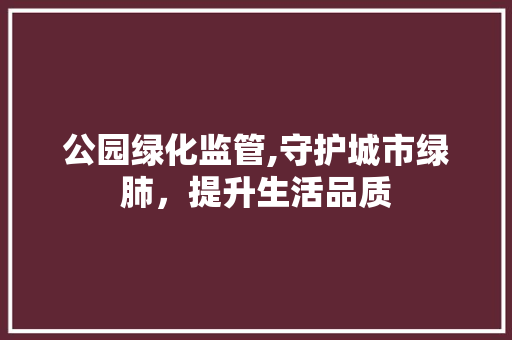 公园绿化监管,守护城市绿肺，提升生活品质