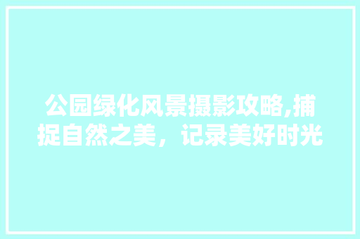 公园绿化风景摄影攻略,捕捉自然之美，记录美好时光