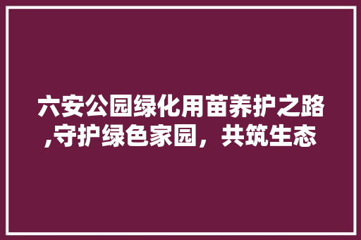 六安公园绿化用苗养护之路,守护绿色家园，共筑生态文明
