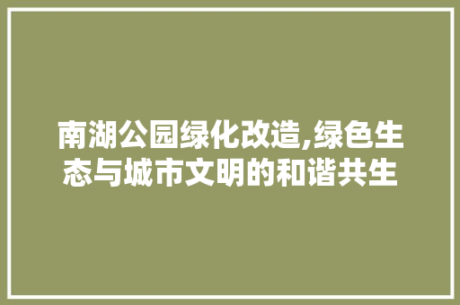 南湖公园绿化改造,绿色生态与城市文明的和谐共生