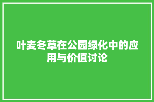 叶麦冬草在公园绿化中的应用与价值讨论