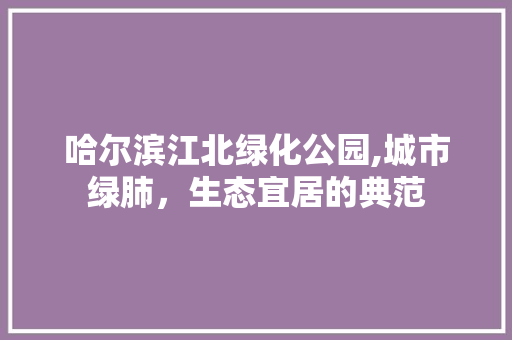 哈尔滨江北绿化公园,城市绿肺，生态宜居的典范