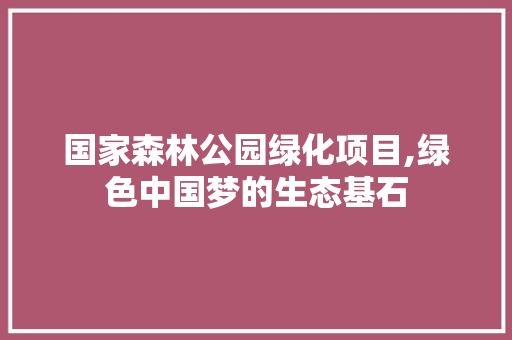 国家森林公园绿化项目,绿色中国梦的生态基石