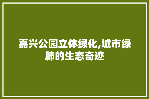 嘉兴公园立体绿化,城市绿肺的生态奇迹