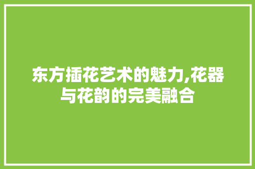 东方插花艺术的魅力,花器与花韵的完美融合
