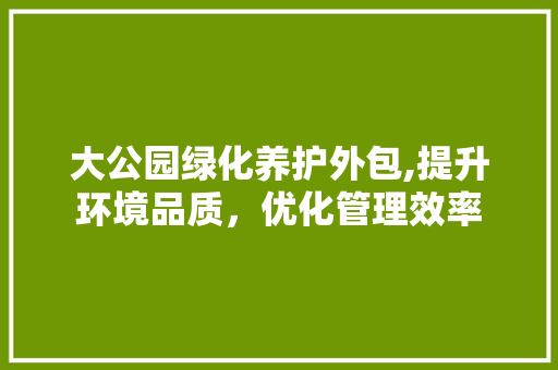 大公园绿化养护外包,提升环境品质，优化管理效率