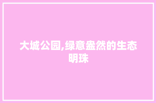 大城公园,绿意盎然的生态明珠