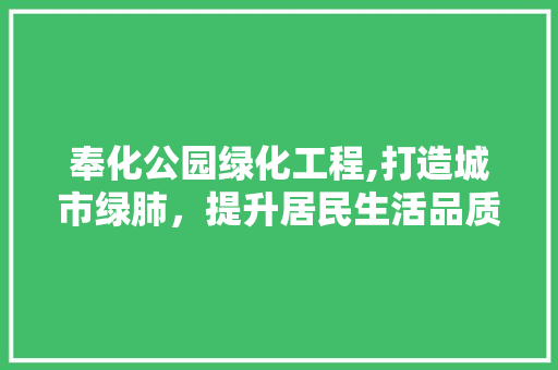奉化公园绿化工程,打造城市绿肺，提升居民生活品质