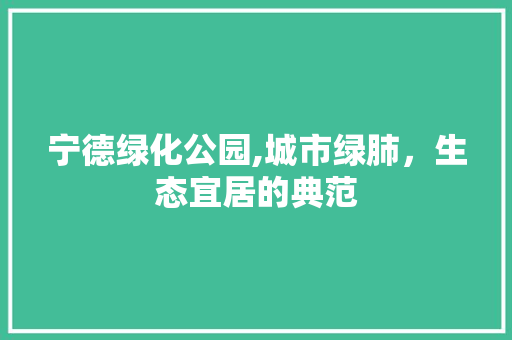 宁德绿化公园,城市绿肺，生态宜居的典范