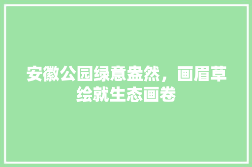 安徽公园绿意盎然，画眉草绘就生态画卷