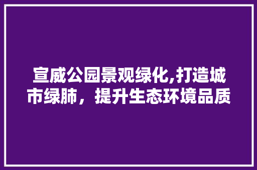 宣威公园景观绿化,打造城市绿肺，提升生态环境品质