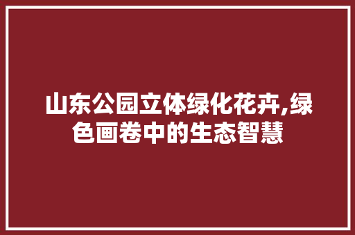 山东公园立体绿化花卉,绿色画卷中的生态智慧 土壤管理