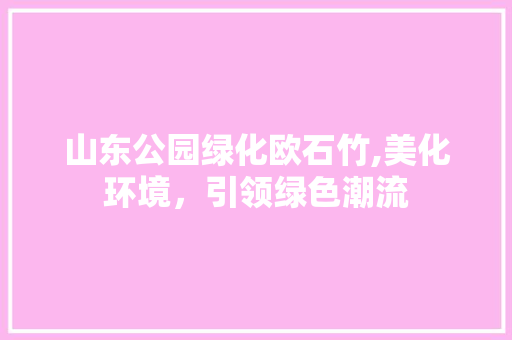 山东公园绿化欧石竹,美化环境，引领绿色潮流