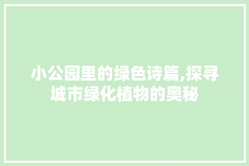 小公园里的绿色诗篇,探寻城市绿化植物的奥秘