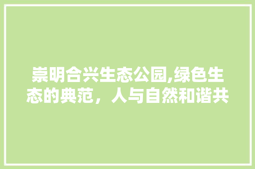 崇明合兴生态公园,绿色生态的典范，人与自然和谐共生的摇篮