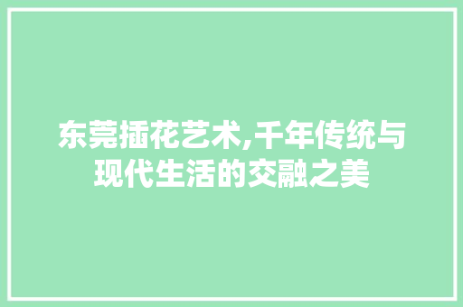 东莞插花艺术,千年传统与现代生活的交融之美