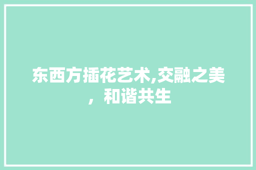 东西方插花艺术,交融之美，和谐共生