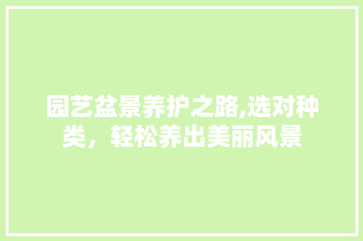 园艺盆景养护之路,选对种类，轻松养出美丽风景
