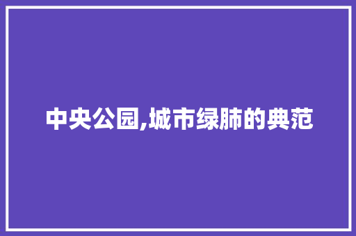 中央公园,城市绿肺的典范