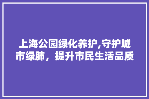 上海公园绿化养护,守护城市绿肺，提升市民生活品质