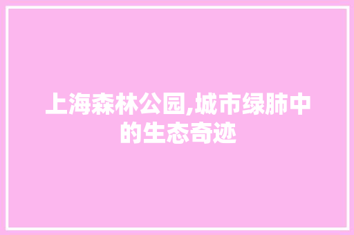 上海森林公园,城市绿肺中的生态奇迹