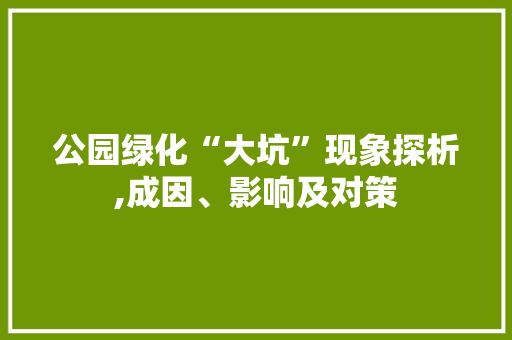 公园绿化“大坑”现象探析,成因、影响及对策