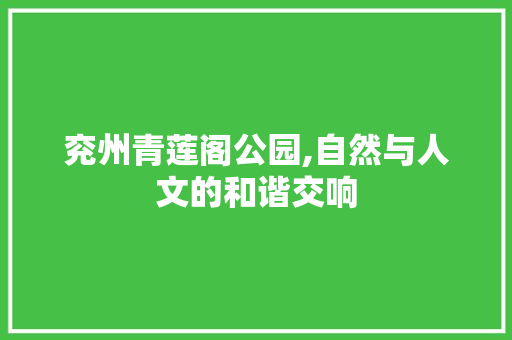 兖州青莲阁公园,自然与人文的和谐交响