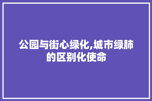 公园与街心绿化,城市绿肺的区别化使命