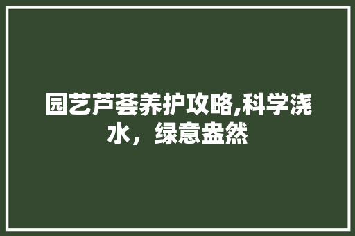 园艺芦荟养护攻略,科学浇水，绿意盎然