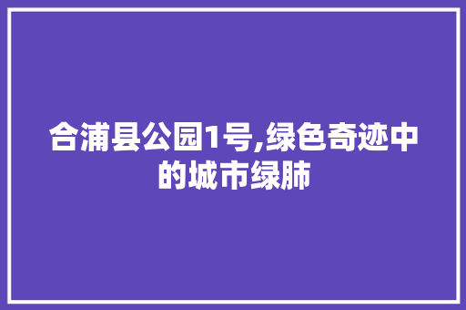 合浦县公园1号,绿色奇迹中的城市绿肺