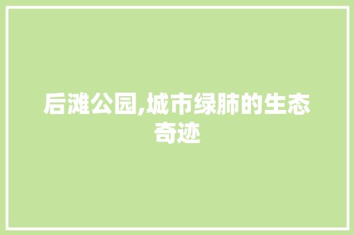 后滩公园,城市绿肺的生态奇迹