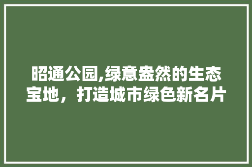 昭通公园,绿意盎然的生态宝地，打造城市绿色新名片