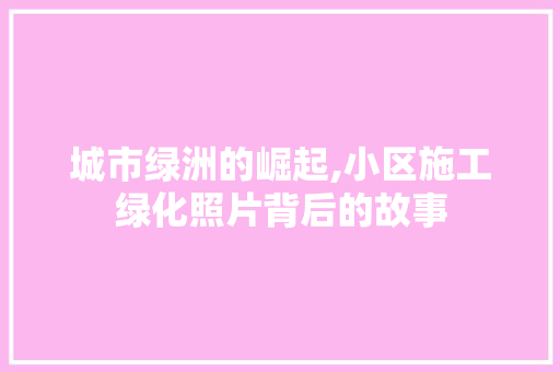 城市绿洲的崛起,小区施工绿化照片背后的故事