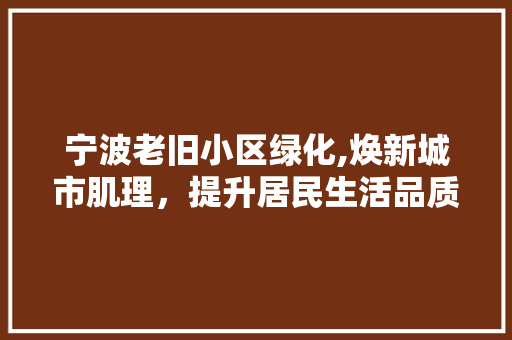 宁波老旧小区绿化,焕新城市肌理，提升居民生活品质