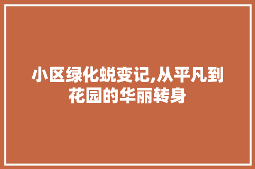小区绿化蜕变记,从平凡到花园的华丽转身