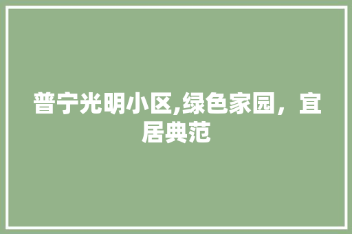 普宁光明小区,绿色家园，宜居典范