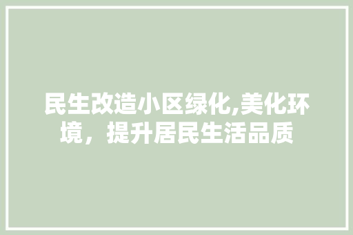民生改造小区绿化,美化环境，提升居民生活品质