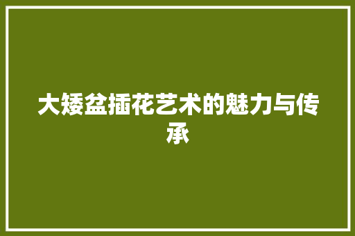 大矮盆插花艺术的魅力与传承