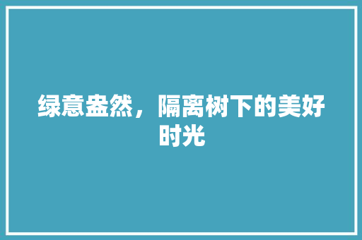 绿意盎然，隔离树下的美好时光