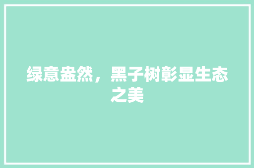 绿意盎然，黑子树彰显生态之美