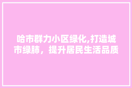 哈市群力小区绿化,打造城市绿肺，提升居民生活品质