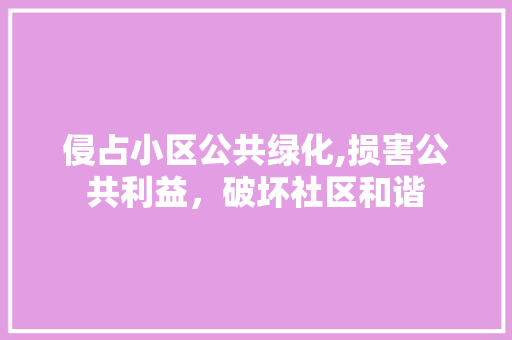 侵占小区公共绿化,损害公共利益，破坏社区和谐