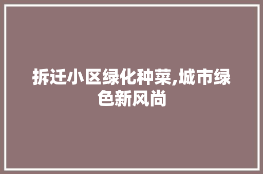拆迁小区绿化种菜,城市绿色新风尚